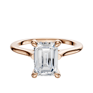 14K Rose Gold 4 Prong Hidden Halo Cathedral Dome 1.5mm Engagement Ring