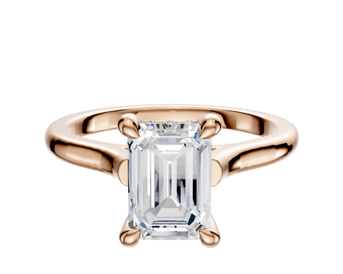 14K Rose Gold 4 Prong Hidden Halo Cathedral Dome 2.0mm Engagement Ring