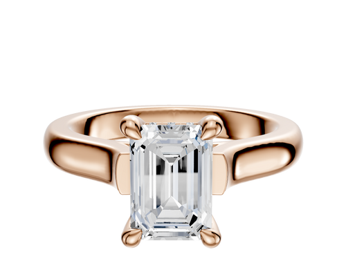 14K Rose Gold 4 Prong Hidden Halo Cathedral Dome 3.0mm Engagement Ring