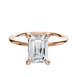 14K Rose Gold 4 Prong Hidden Halo Classic Dome 1.5mm Engagement Ring