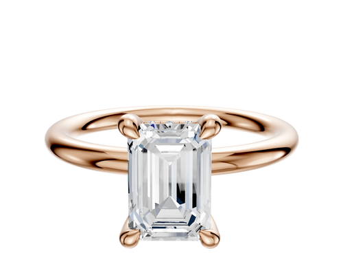 18K Rose Gold 4 Prong Hidden Halo Classic Dome 2.0mm Engagement Ring