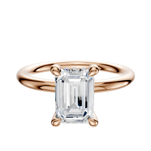14K Rose Gold 4 Prong Hidden Halo Classic Dome 2.0mm Engagement Ring