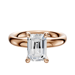 14K Rose Gold 4 Prong Hidden Halo Classic Dome 3.0mm Engagement Ring