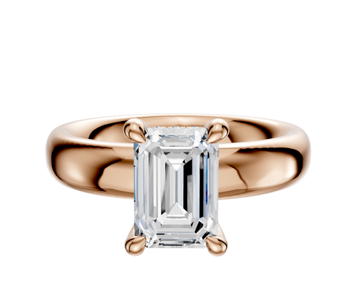 14K Rose Gold 4 Prong Hidden Halo Classic Dome 4.0mm Engagement Ring