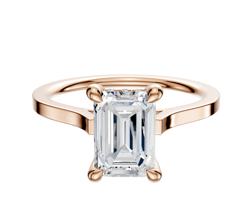 14K Rose Gold 4 Prong Hidden Halo Cathedral Flat 1.5mm Engagement Ring