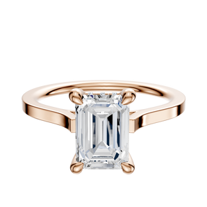 14K Rose Gold 4 Prong Hidden Halo Cathedral Flat 1.5mm Engagement Ring