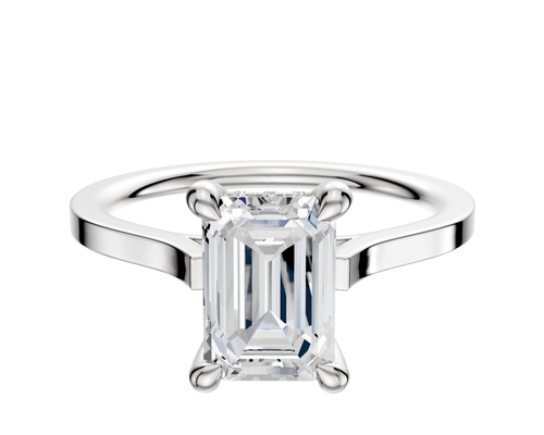 18K White Gold 4 Prong Hidden Halo Cathedral Flat 1.5mm Engagement Ring