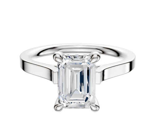 Platinum 4 Prong Hidden Halo Cathedral Flat 2.0mm Engagement Ring