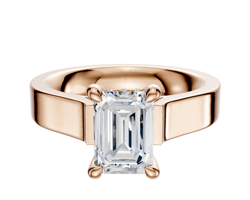 14K Rose Gold 4 Prong Hidden Halo Cathedral Flat 4.0mm Engagement Ring