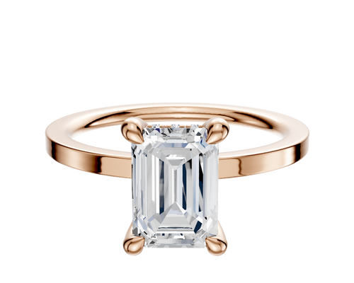 14K Rose Gold 4 Prong Hidden Halo Classic Flat 1.5mm Engagement Ring