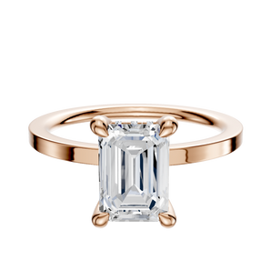 14K Rose Gold 4 Prong Hidden Halo Classic Flat 1.5mm Engagement Ring