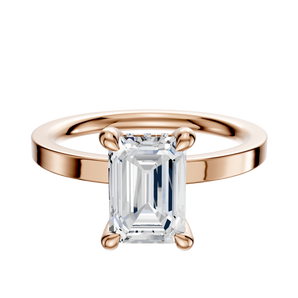 14K Rose Gold 4 Prong Hidden Halo Classic Flat 2.0mm Engagement Ring