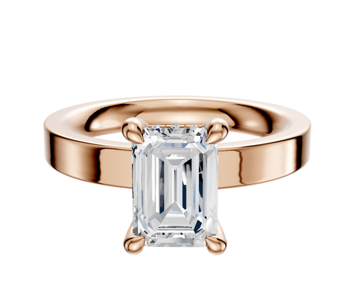 14K Rose Gold 4 Prong Hidden Halo Classic Flat 3.0mm Engagement Ring