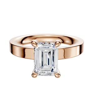 14K Rose Gold 4 Prong Hidden Halo Classic Flat 3.0mm Engagement Ring