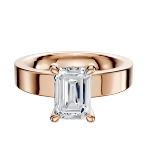 14K Rose Gold 4 Prong Hidden Halo Classic Flat 4.0mm Engagement Ring