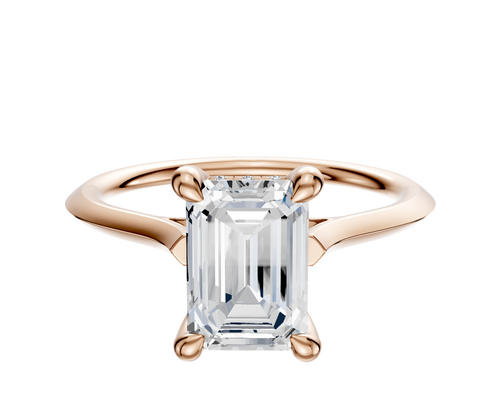 14K Rose Gold 4 Prong Hidden Halo Cathedral Knife Edge 1.5mm Engagement Ring