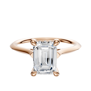 14K Rose Gold 4 Prong Hidden Halo Cathedral Knife Edge 1.5mm Engagement Ring