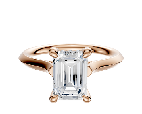 14K Rose Gold 4 Prong Hidden Halo Cathedral Knife Edge 2.0mm Engagement Ring