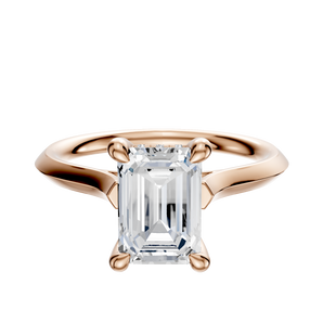 14K Rose Gold 4 Prong Hidden Halo Cathedral Knife Edge 2.0mm Engagement Ring