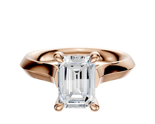 14K Rose Gold 4 Prong Hidden Halo Cathedral Knife Edge 3.0mm Engagement Ring