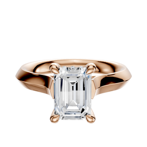 14K Rose Gold 4 Prong Hidden Halo Cathedral Knife Edge 3.0mm Engagement Ring