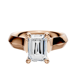 14K Rose Gold 4 Prong Hidden Halo Cathedral Knife Edge 4.0mm Engagement Ring