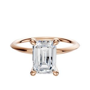 14K Rose Gold 4 Prong Hidden Halo Classic Knife Edge 1.5mm Engagement Ring