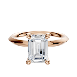 14K Rose Gold 4 Prong Hidden Halo Classic Knife Edge 2.0mm Engagement Ring