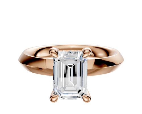 14K Rose Gold 4 Prong Hidden Halo Classic Knife Edge 3.0mm Engagement Ring