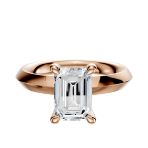 14K Rose Gold 4 Prong Hidden Halo Classic Knife Edge 3.0mm Engagement Ring