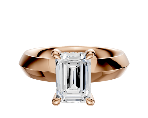 14K Rose Gold 4 Prong Hidden Halo Classic Knife Edge 4.0mm Engagement Ring