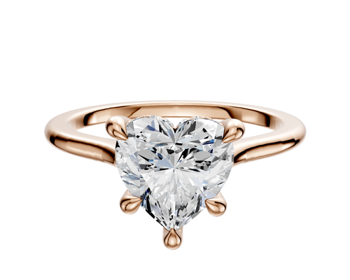 14K Rose Gold 4 Prong Hidden Halo Cathedral Dome 1.5mm Engagement Ring