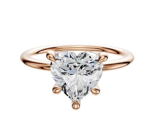 14K Rose Gold 4 Prong Hidden Halo Classic Dome 1.5mm Engagement Ring