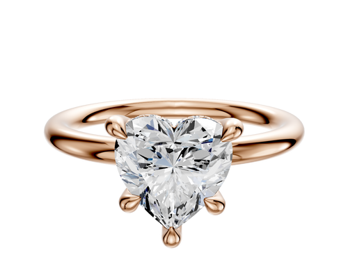 14K Rose Gold 4 Prong Hidden Halo Classic Dome 2.0mm Engagement Ring