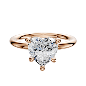 14K Rose Gold 4 Prong Hidden Halo Classic Dome 2.0mm Engagement Ring