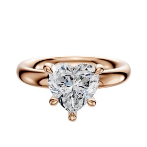 14K Rose Gold 4 Prong Hidden Halo Classic Dome 3.0mm Engagement Ring