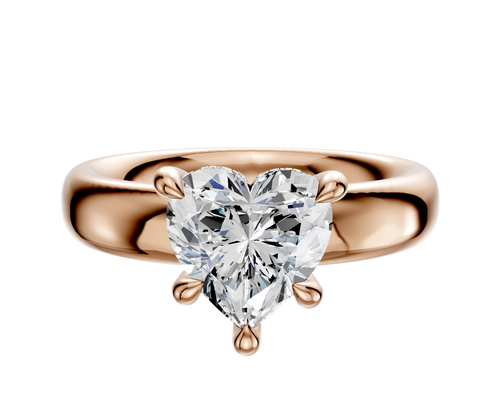 14K Rose Gold 4 Prong Hidden Halo Classic Dome 4.0mm Engagement Ring