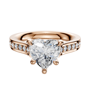 14K Rose Gold 4 Prong Hidden Halo Cathedral Flat 1-Row-Pave 2.5mm Engagement Ring