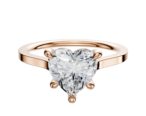 14K Rose Gold 4 Prong Hidden Halo Cathedral Flat 1.5mm Engagement Ring