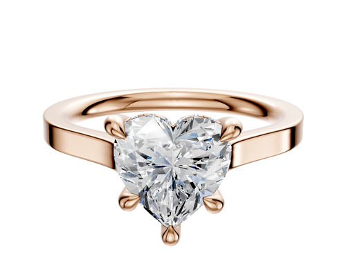 14K Rose Gold 4 Prong Hidden Halo Cathedral Flat 2.0mm Engagement Ring