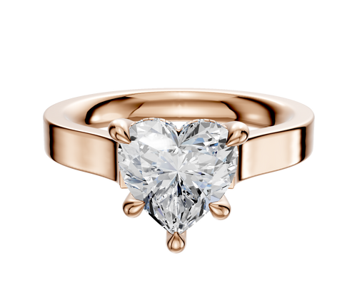 14K Rose Gold 4 Prong Hidden Halo Cathedral Flat 3.0mm Engagement Ring