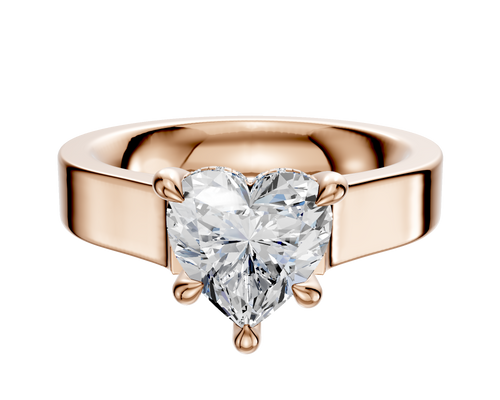 14K Rose Gold 4 Prong Hidden Halo Cathedral Flat 4.0mm Engagement Ring