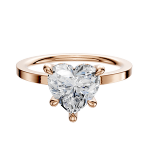 14K Rose Gold 4 Prong Hidden Halo Classic Flat 1.5mm Engagement Ring