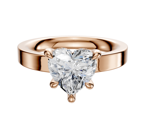 14K Rose Gold 4 Prong Hidden Halo Classic Flat 3.0mm Engagement Ring