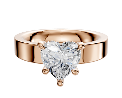 14K Rose Gold 4 Prong Hidden Halo Classic Flat 4.0mm Engagement Ring