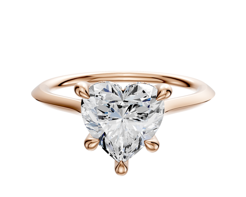 14K Rose Gold 4 Prong Hidden Halo Cathedral Knife Edge 1.5mm Engagement Ring