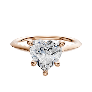 14K Rose Gold 4 Prong Hidden Halo Cathedral Knife Edge 1.5mm Engagement Ring