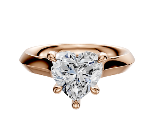 14K Rose Gold 4 Prong Hidden Halo Cathedral Knife Edge 3.0mm Engagement Ring