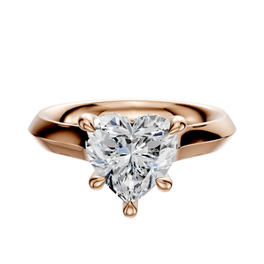 14K Rose Gold 4 Prong Hidden Halo Cathedral Knife Edge 3.0mm Engagement Ring