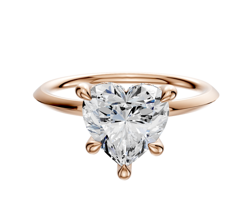 14K Rose Gold 4 Prong Hidden Halo Classic Knife Edge 1.5mm Engagement Ring